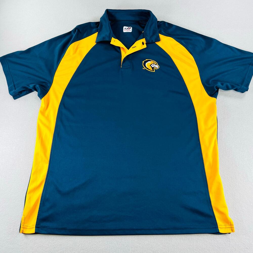 Mens XXL Polo Shirt Navy Blue Golden Eagle Mascot Golf J America Athletic